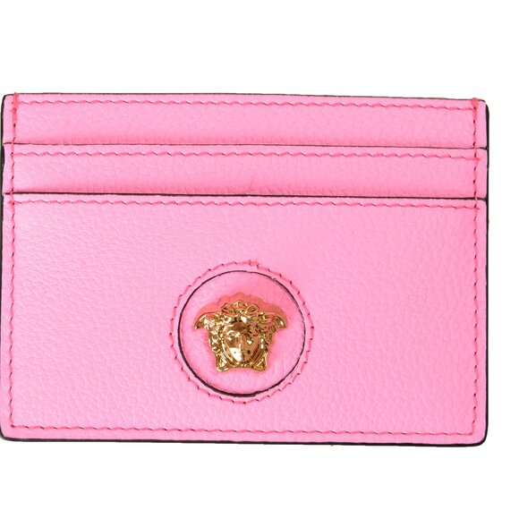 Versace Pink Paradise 100% Leather Gold Medusa Card Case Holder - Picture 3 of 3